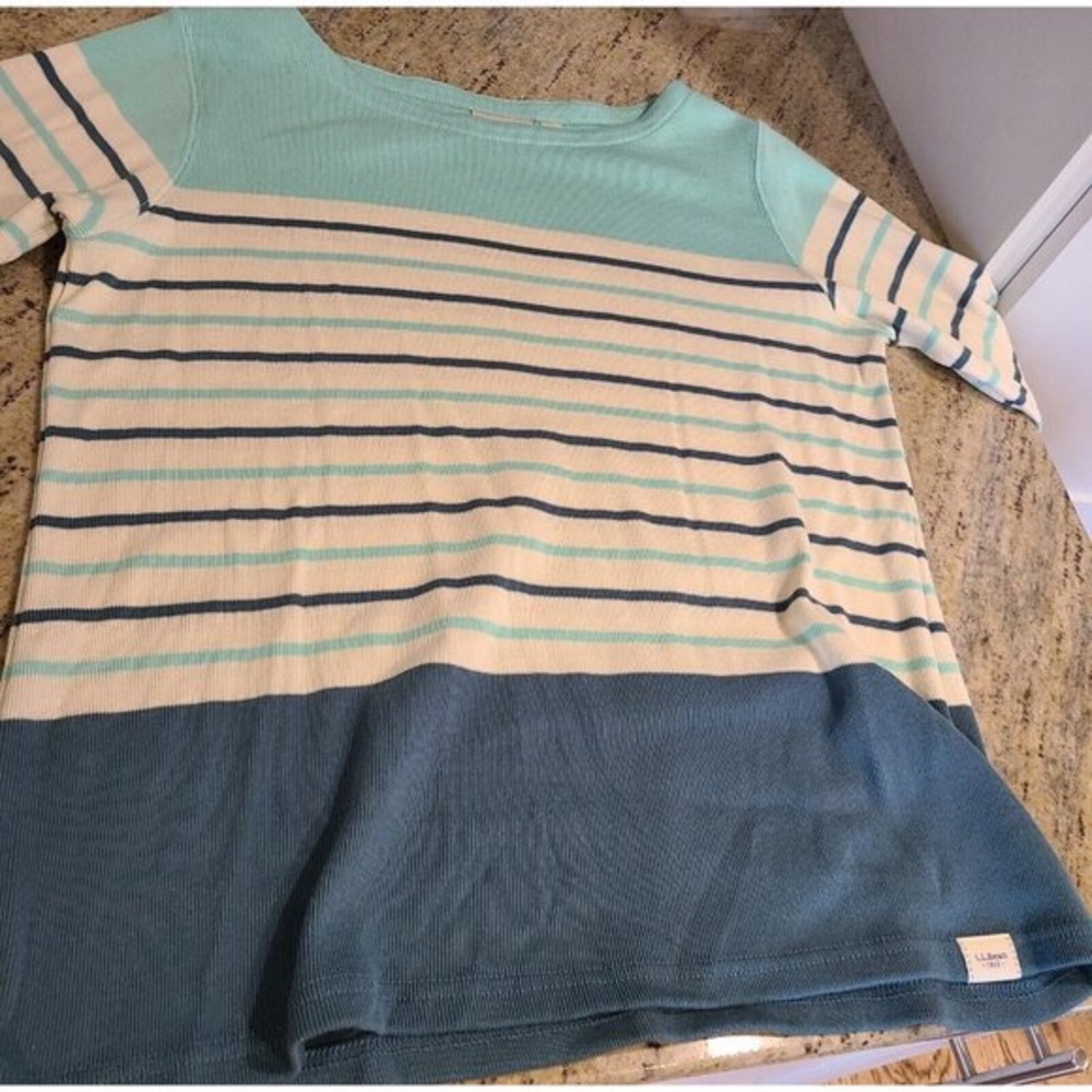 Striped Women Shirt in Blue and Cream
